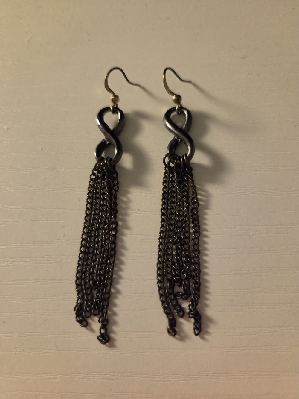 Infinity Tassel Drop Earrings - Antiqued Gold